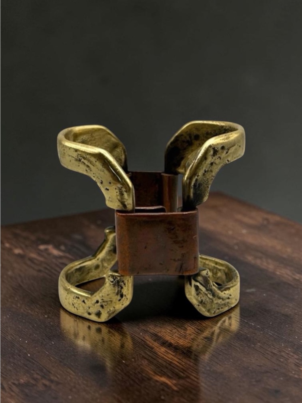Artemas Quibble Rare Luxury Brass Cuff Bracelet Signed  | Top Hinge Design 6.75”